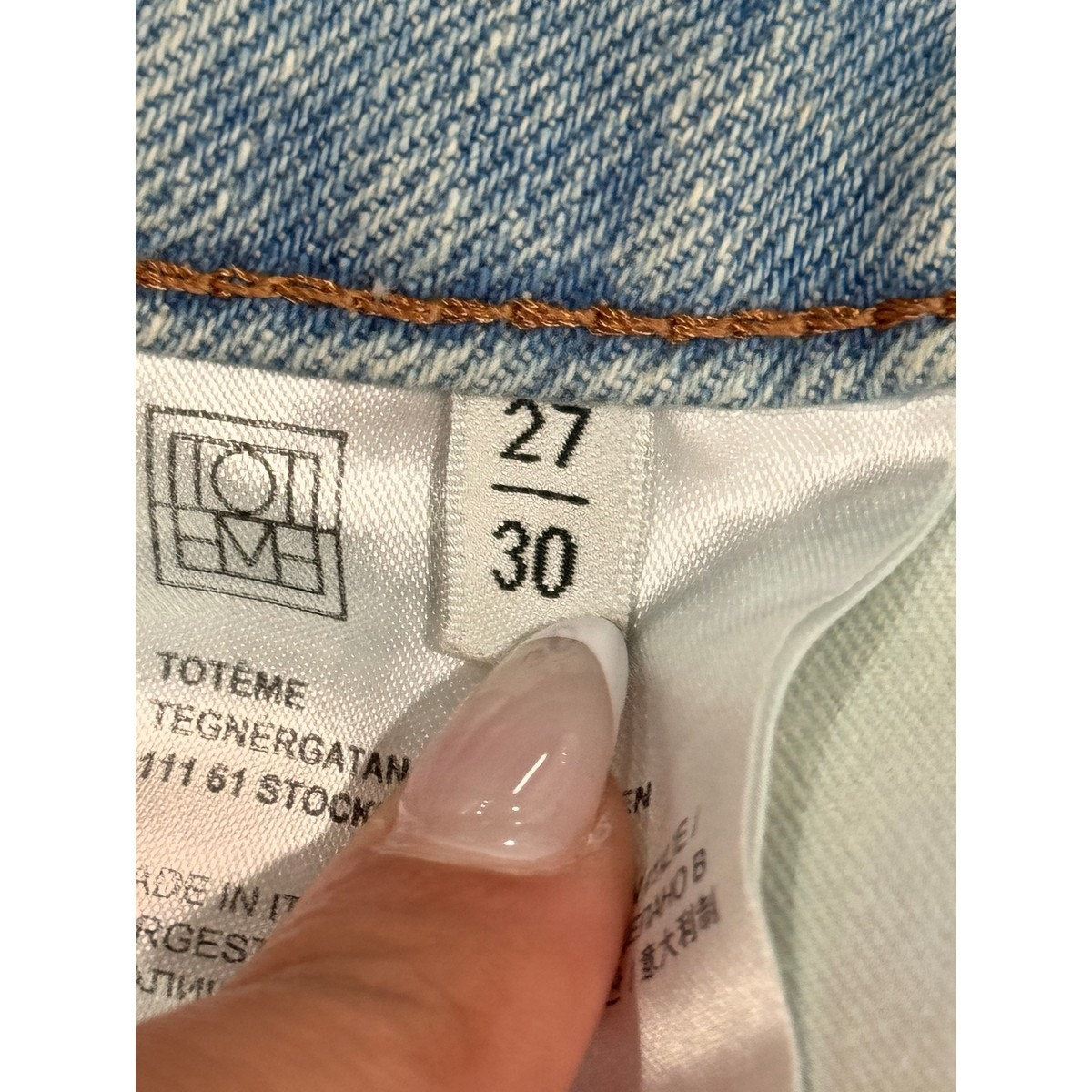 TOTEME Flair Denim High Waist Wide Leg Jeans Light Blue Wash Women's Size 27/30