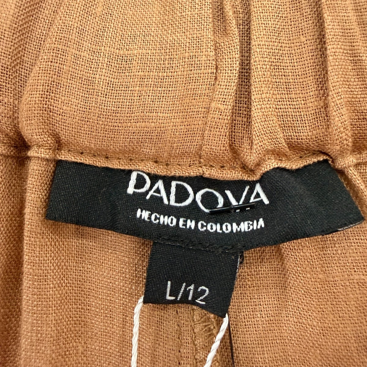 Padova Cala 100% Linen Wide Leg High Waist Trouser Pants Brown Size L / 12 New