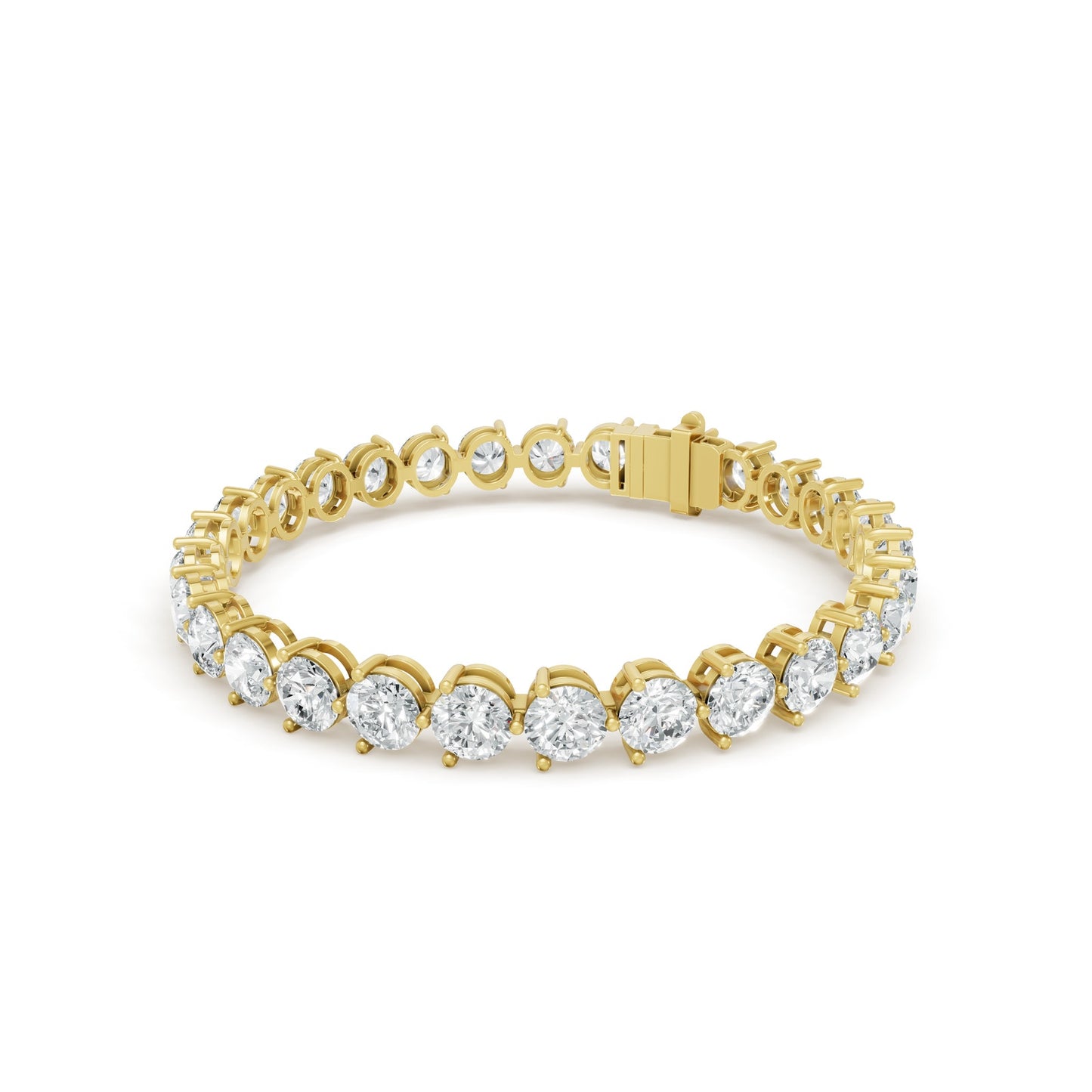 17.06 ctw Diamond 3 Prong Bracelet 14K Yellow Gold Tennis Bracelet