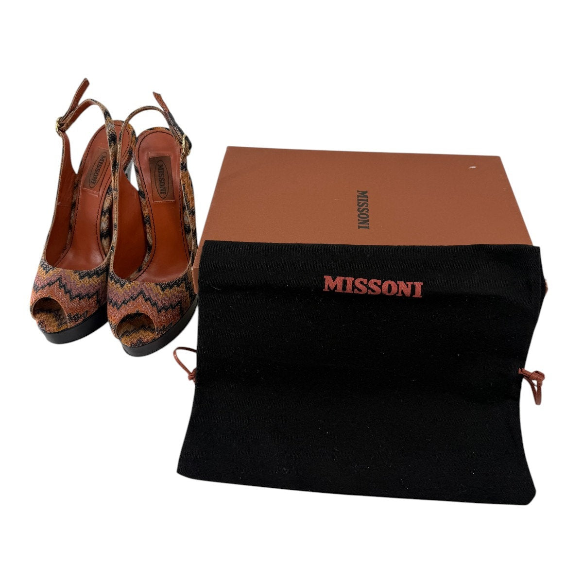 Missoni Knit Fabric Peep Toe Platform Slingback Sandals