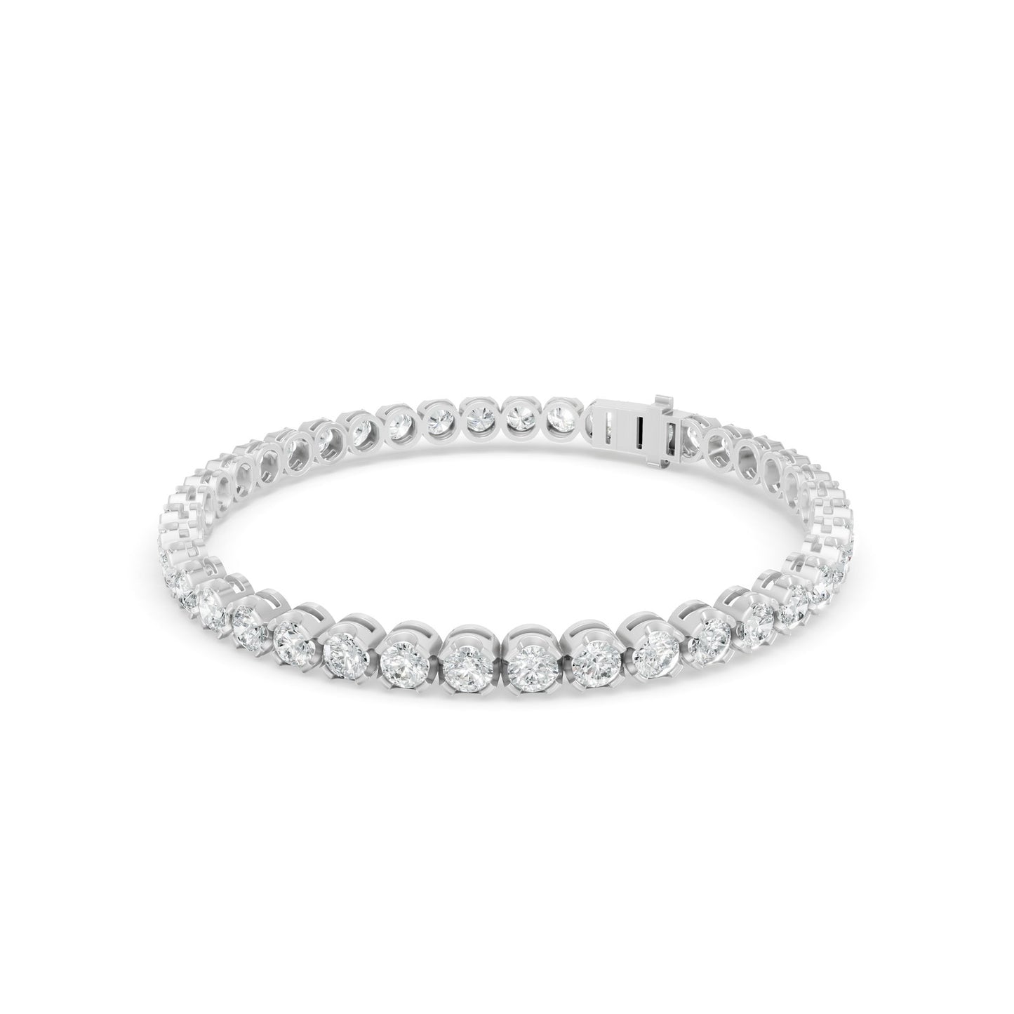 6.32 ctw Diamond Crown Collet 14K White Diamond Tennis Bracelet