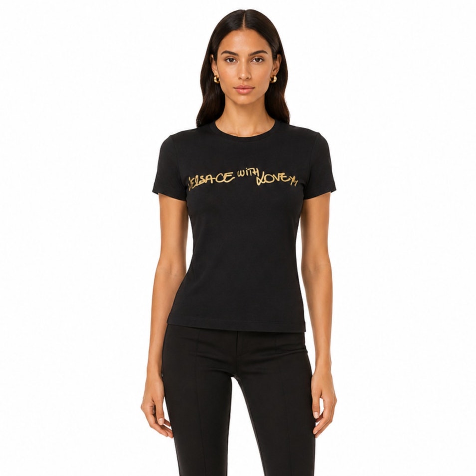 Versace Cotton Graphic Logo Versace With Love T-Shirt