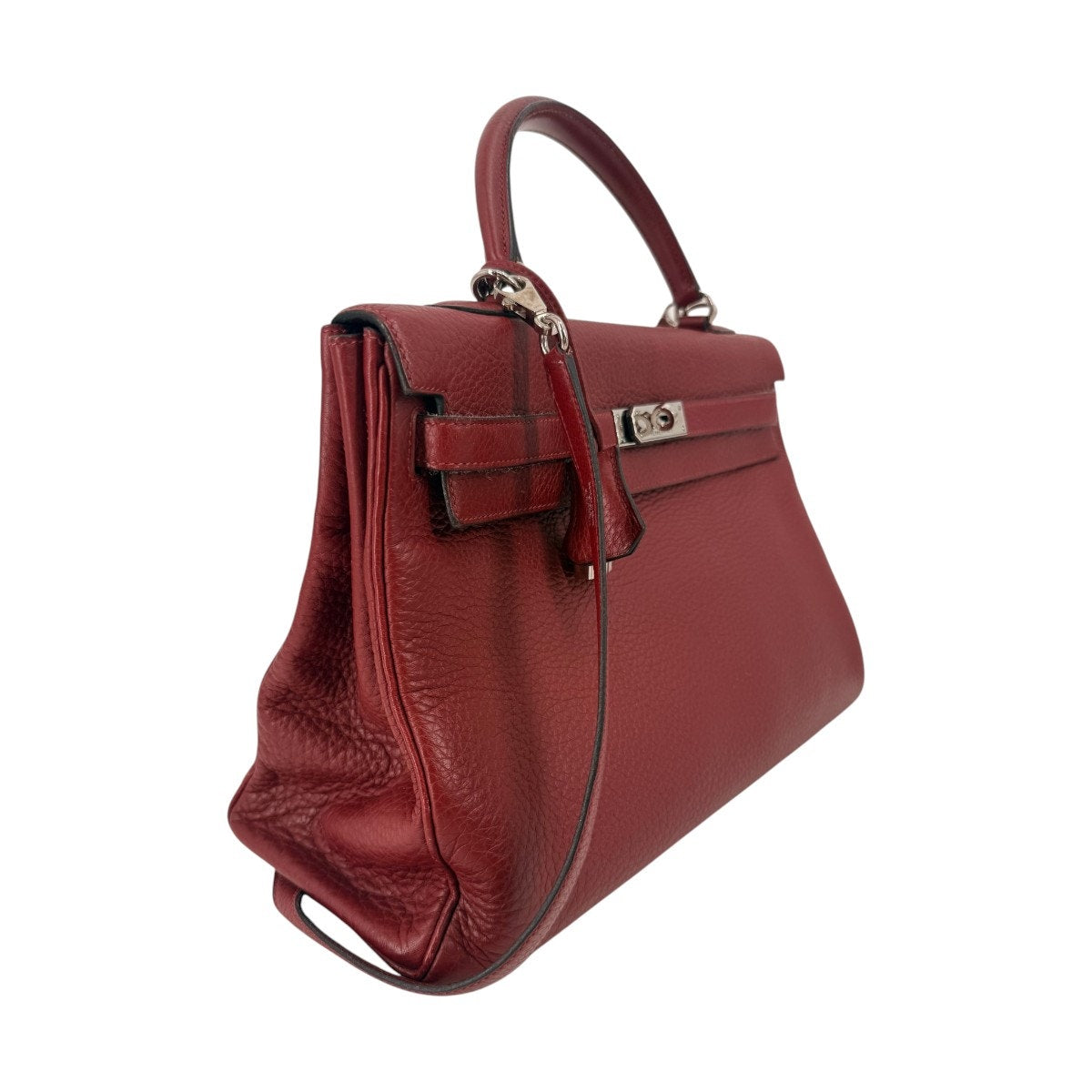 Hermes Kelly Retourne 35 Rouge H Leather Palladium Shoulder Bag