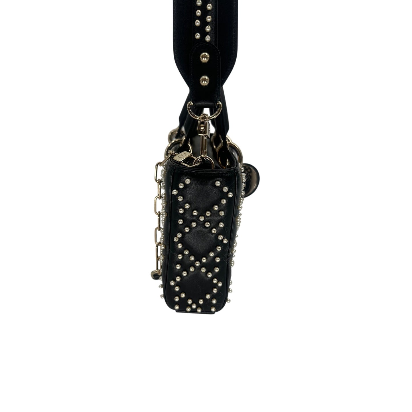 Christian Dior Leather Pearl Studded Lady D-Joy Crossbody Bag