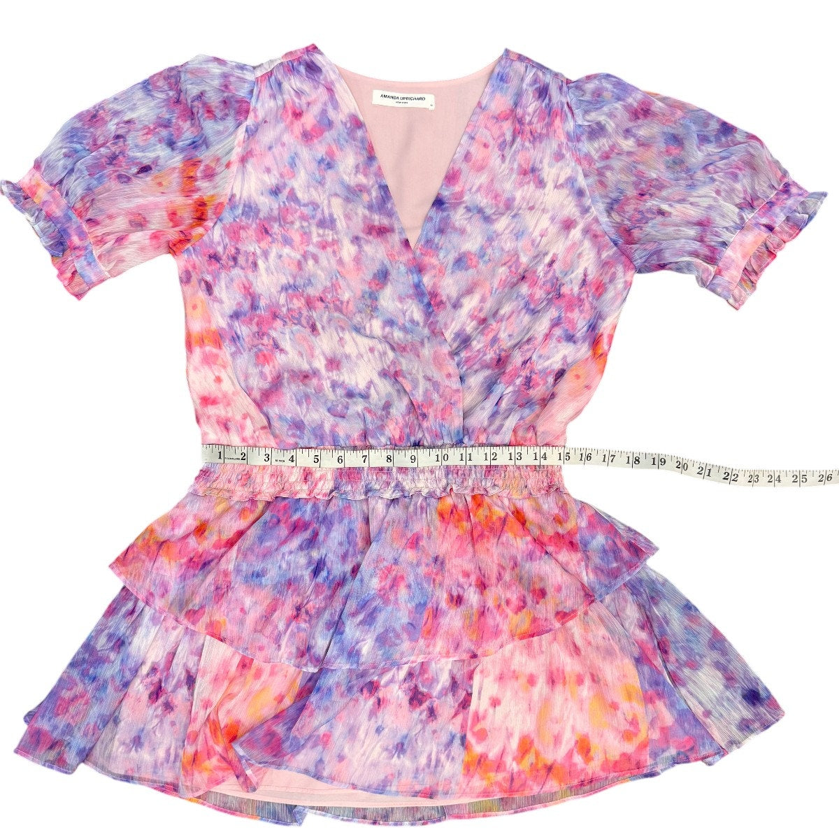 Amanda Uprichard Adriel Polyester Smocked Mini Dress Cotton Candy Women's Size M