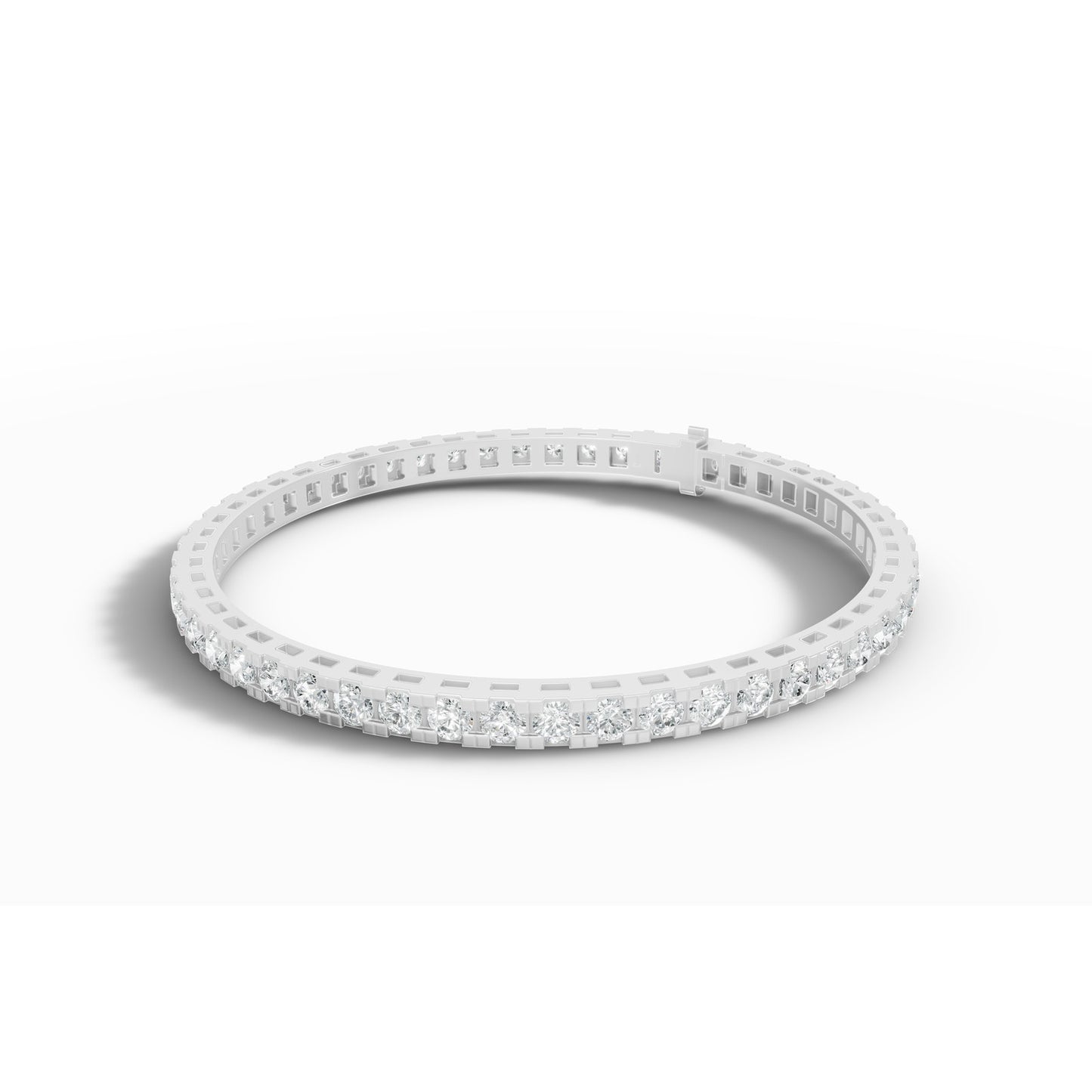 6.60 ctw Diamond Square Collet 14K White Gold Tennis Bracelet