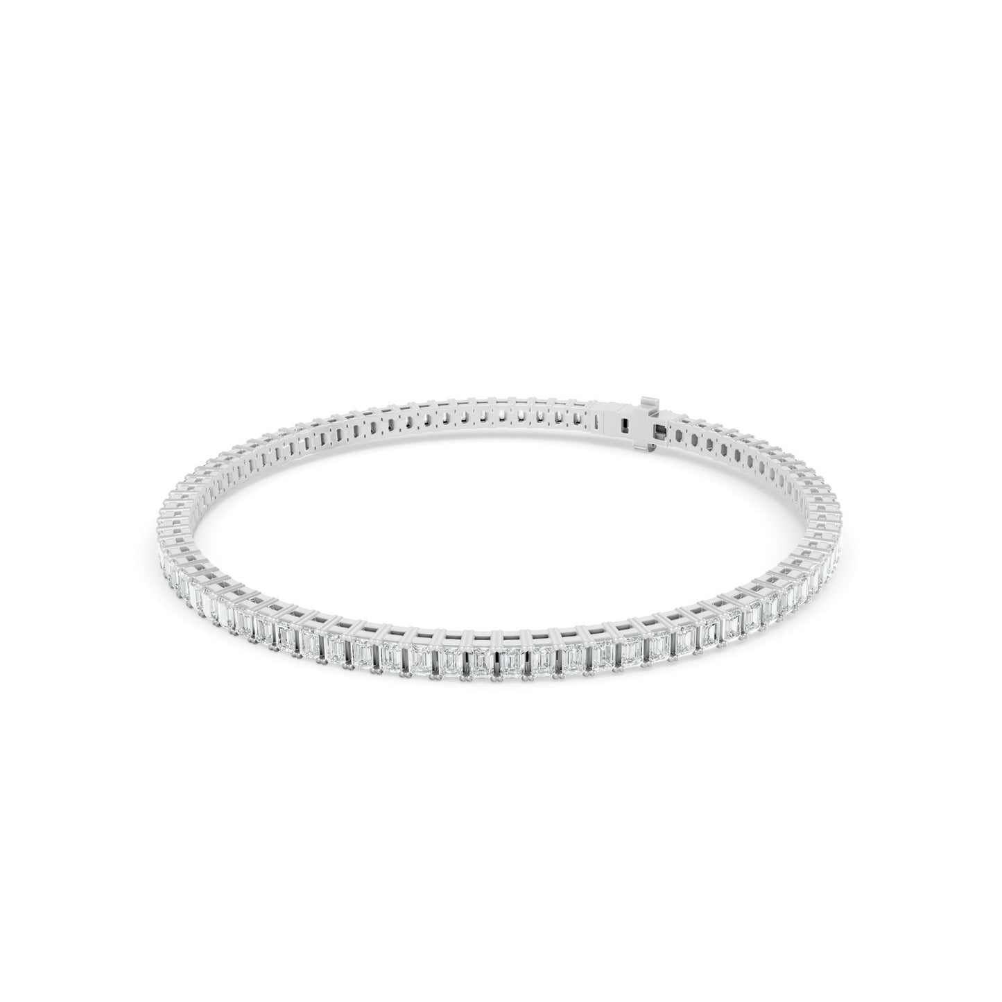 5.46 ctw Diamond Emerald Braclate 14K White Gold Tennis Bracelet
