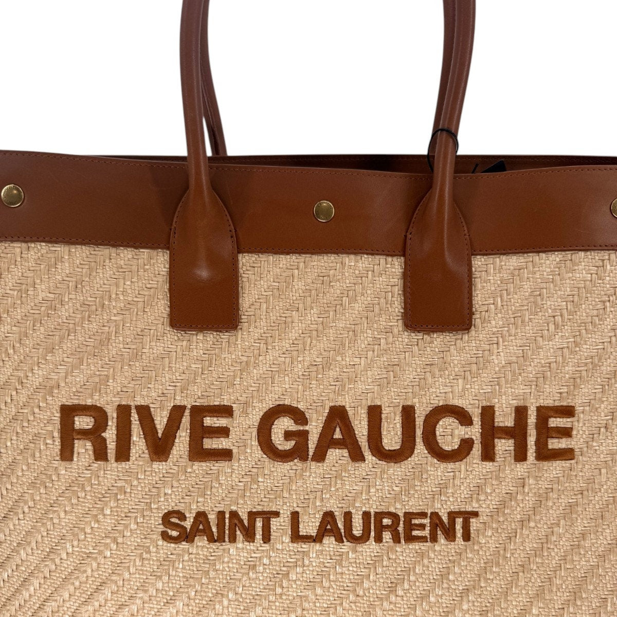 Saint Laurent Rive Gauche Raffia Leather Tote Bag