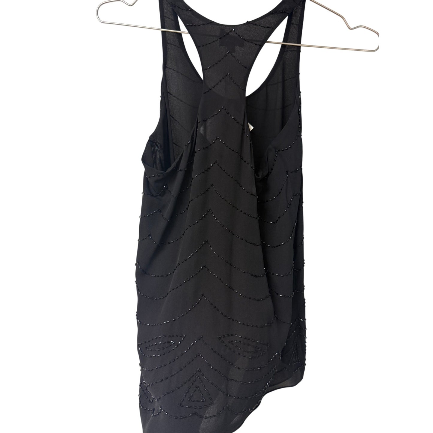 Parker Beaded Racerback Tank Top Black Embellished Women's XS NWT