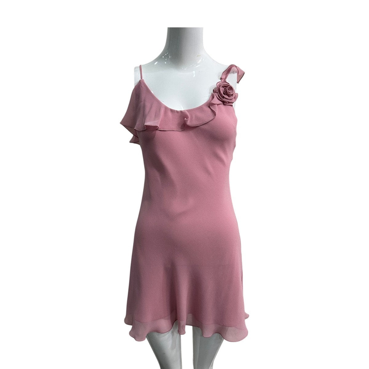 Wilfred Engage Ruffle Rosette Chiffon Mini Dress Opera Rose Women's Size Small