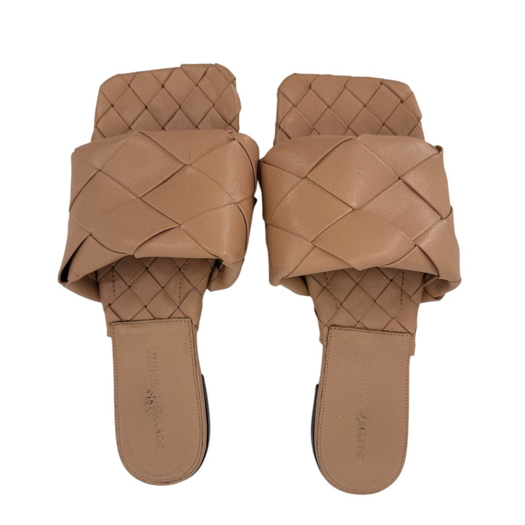Bottega Veneta Lido Intrecciato Leather Flat Slide Sandals