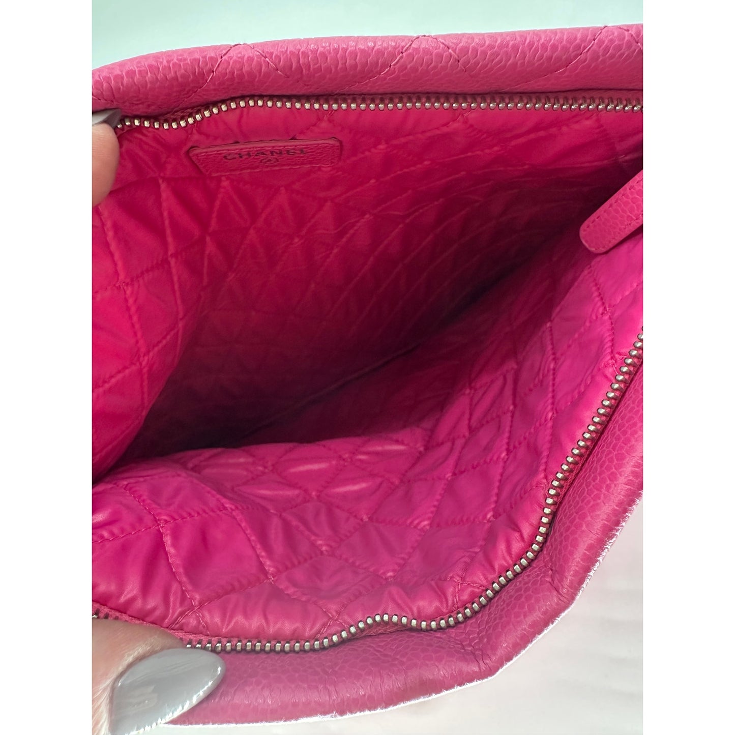 Chanel Leather Quilter Interlocking CC Logo Flap Clutch Bag