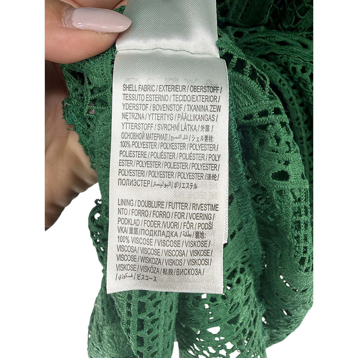 Farm Rio Green Guipure Lace Midi Maxi Dress Palm Motif 306101 Size M