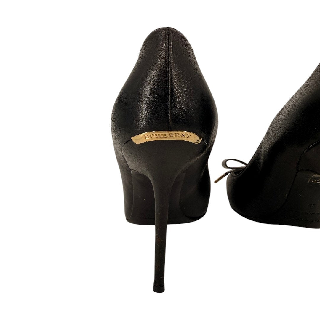 Burberry Soden Leather Pointed Toe Slip On Stiletto Pumps