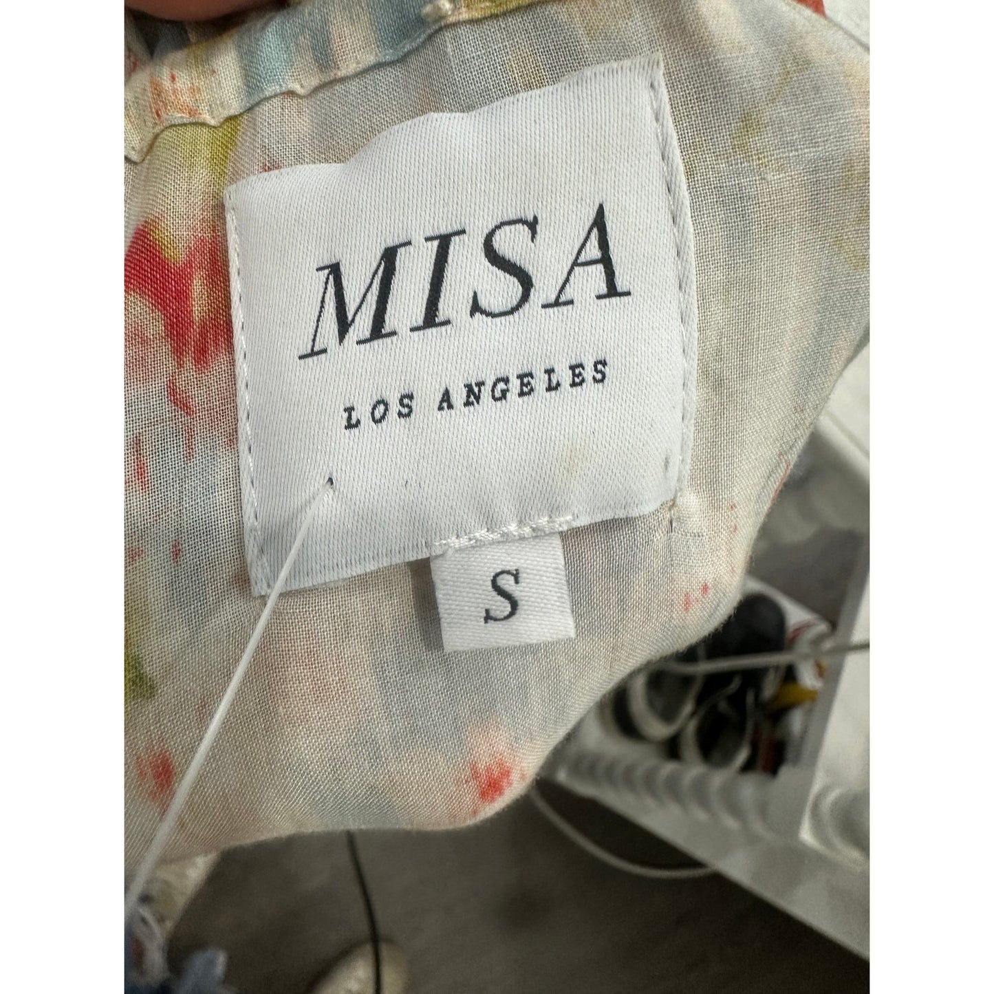 Misa Los Angeles Cotton Blend Ruffle Floral Print Lilian Mini Dress Blue Size S