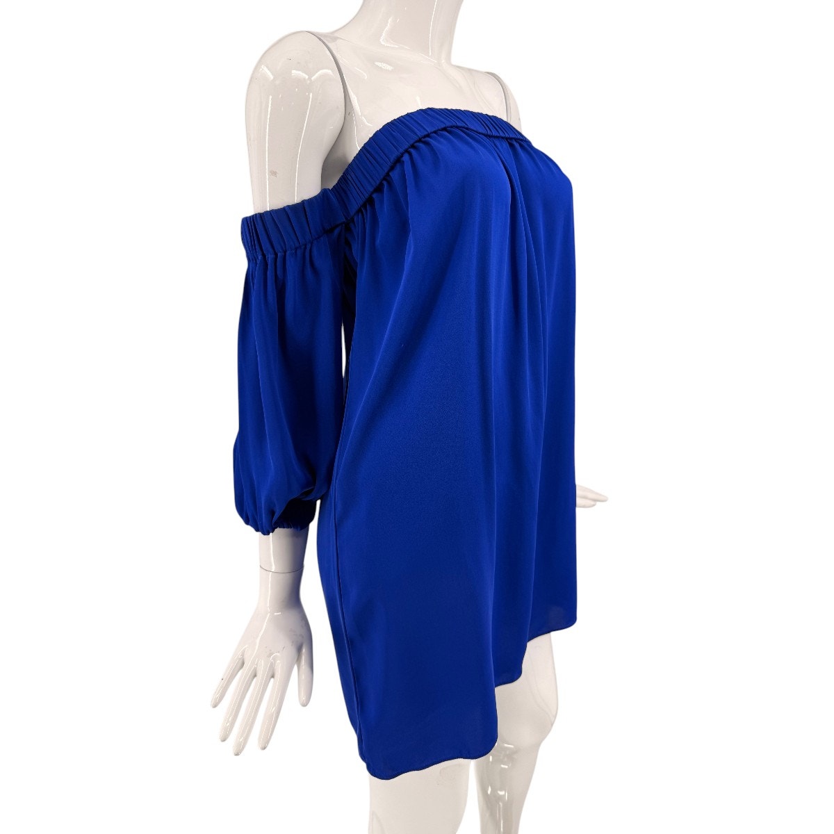 Milly Royal Blue Off-the-Shoulder Silk Mini Dress Blouson Sleeves Women's Size P