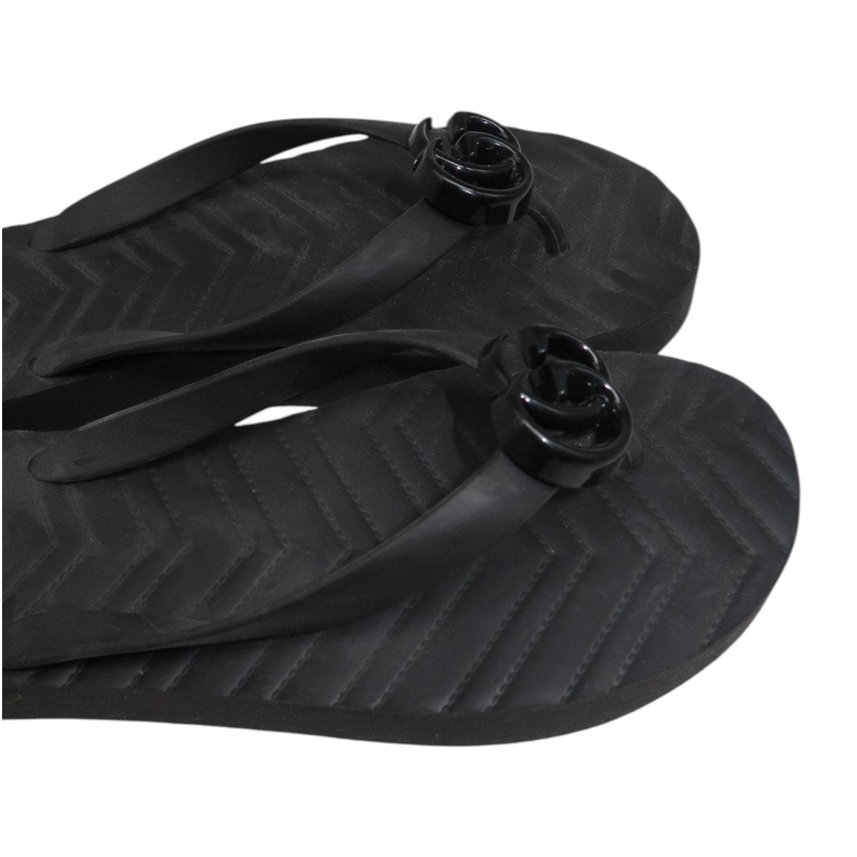 Gucci Rubber Chevron GG Logo Slip On Platform Flip Flops