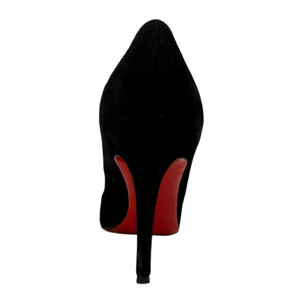Christian Louboutin Black Suede Round Toe Slip On High Heel Pumps