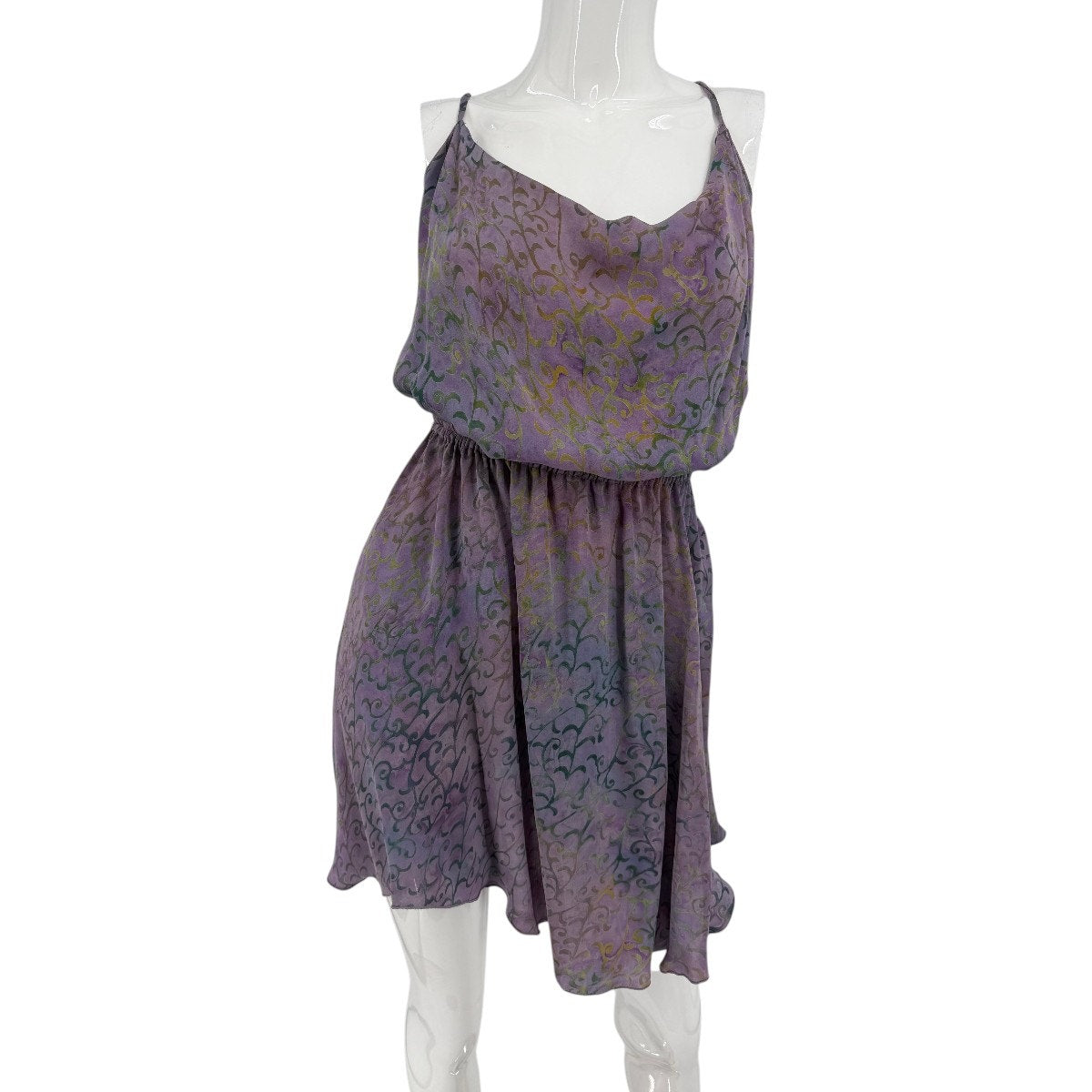 NWT Indah Tahani Silk Cowl Neck Printed Mini Dress