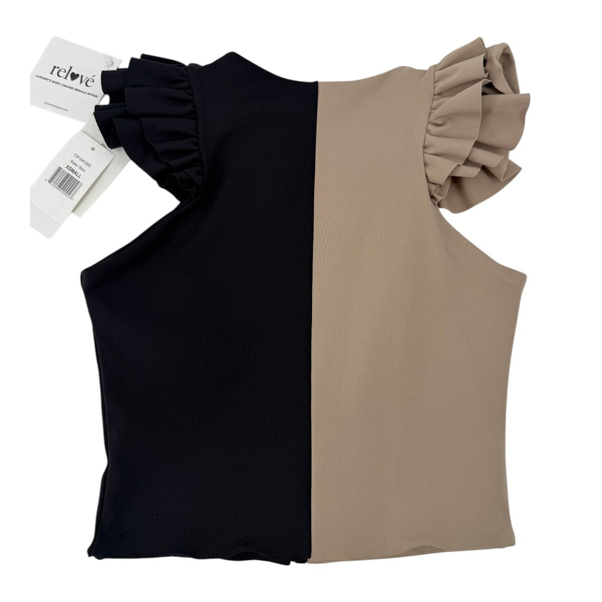 Port de Bras Mila Bi-Color Ruffle Shoulder Top