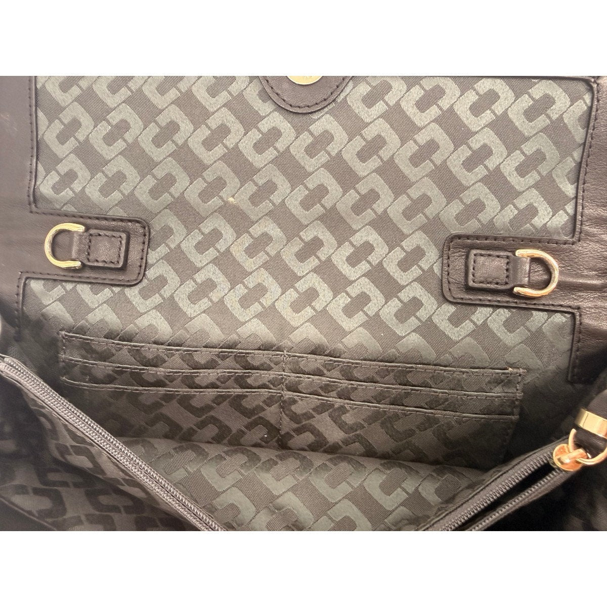 Diane Von Furstenberg Leopard Print Leather Clutch Wallet Black Brown