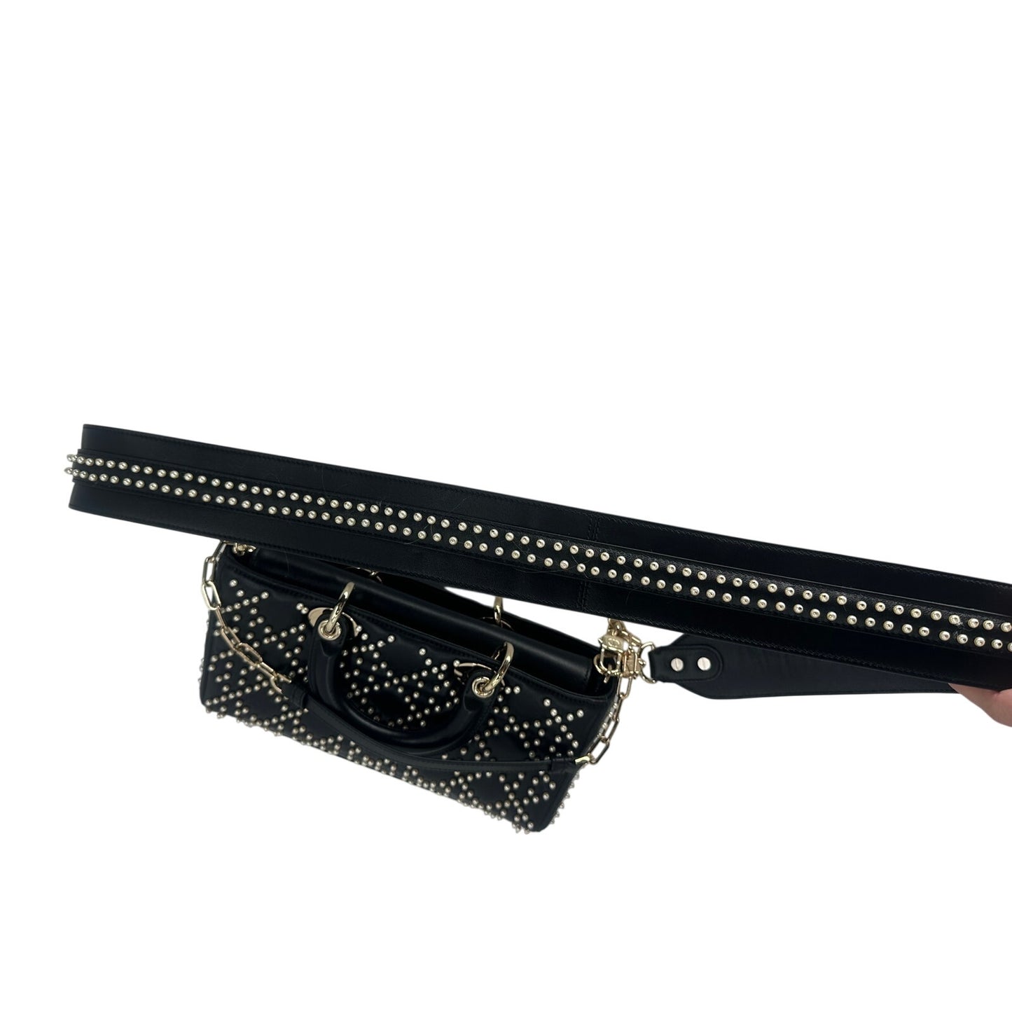 Christian Dior Leather Pearl Studded Lady D-Joy Crossbody Bag