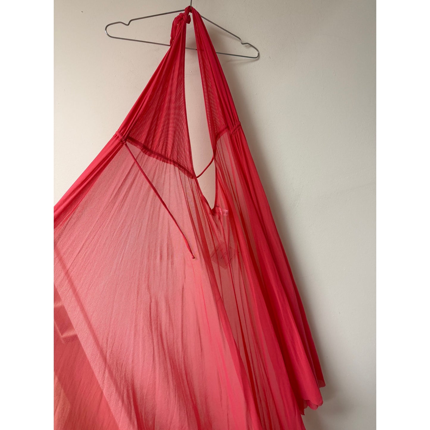 Cosabella Soire Confidence Sheer Mesh Halter Cover Up Dress Coral Pink OS