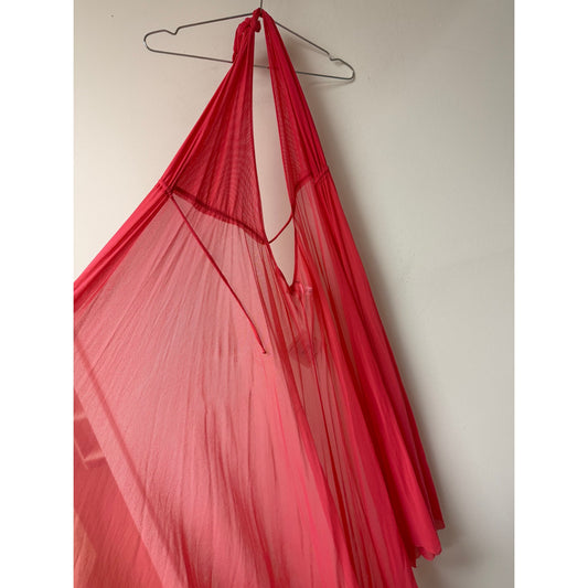 Cosabella Soire Confidence Sheer Mesh Halter Cover Up Dress Coral Pink OS
