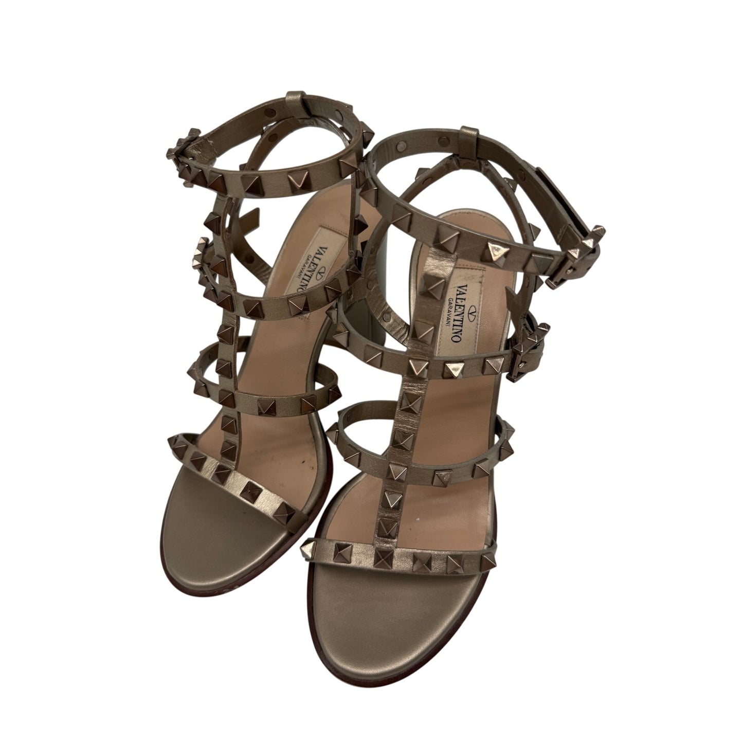 Valentino Garavani Metallic Leather Rockstud 90 Gladiator Sandals