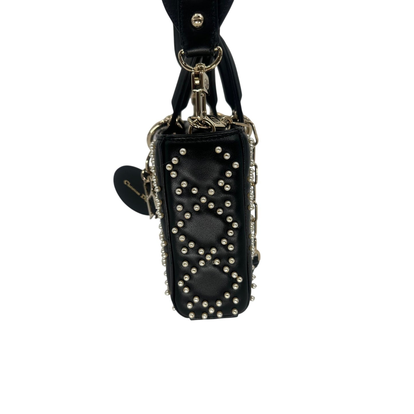 Christian Dior Leather Pearl Studded Lady D-Joy Crossbody Bag