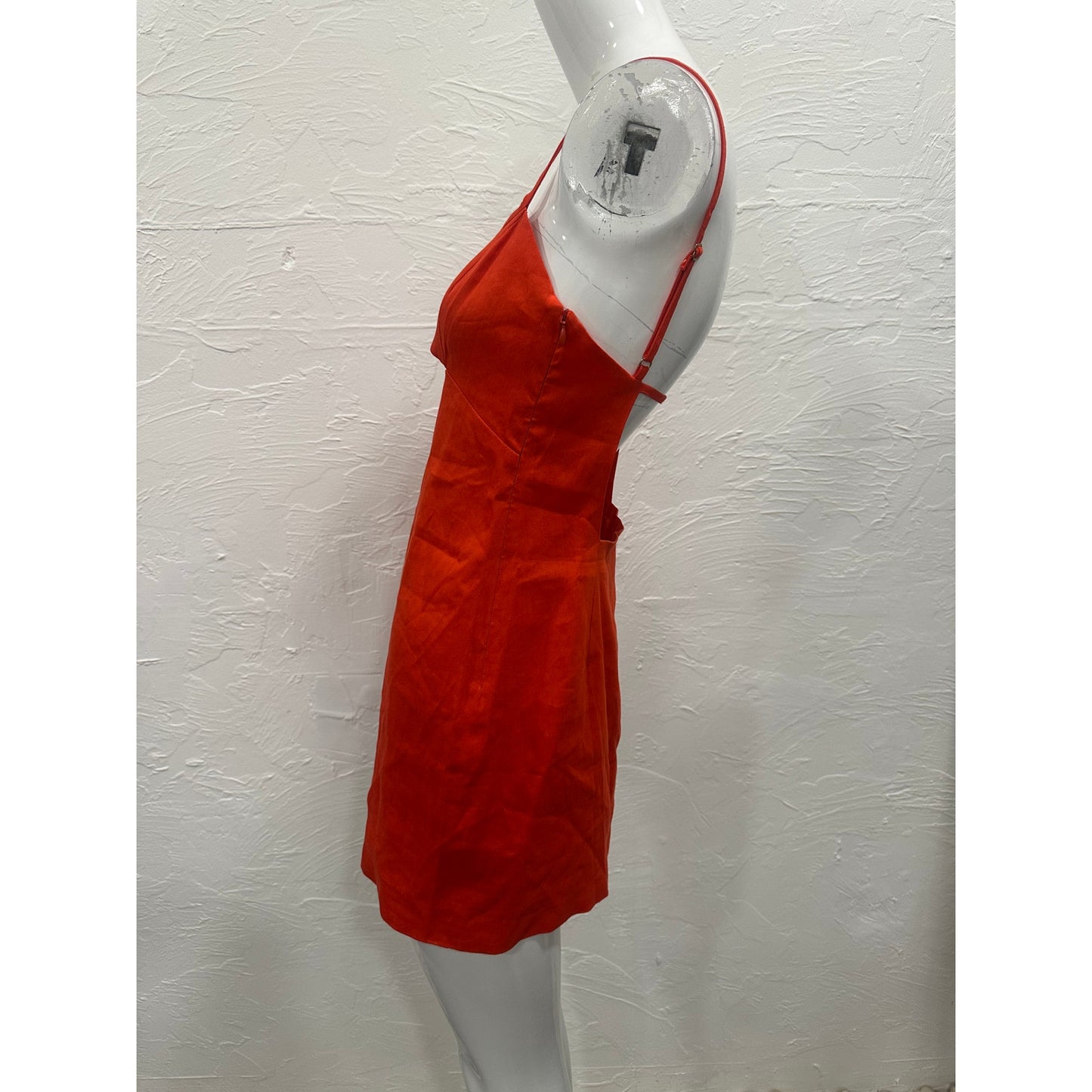 Gauge 81 Linen Blend Chaleg Cut-Out Mini Dress Coral