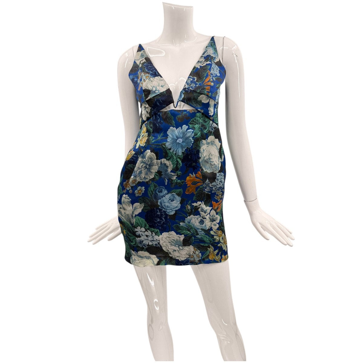 Zimmermann Floral V-Neck Esplanade Exposed Tuck Mini Dress Blue Women's Size 2