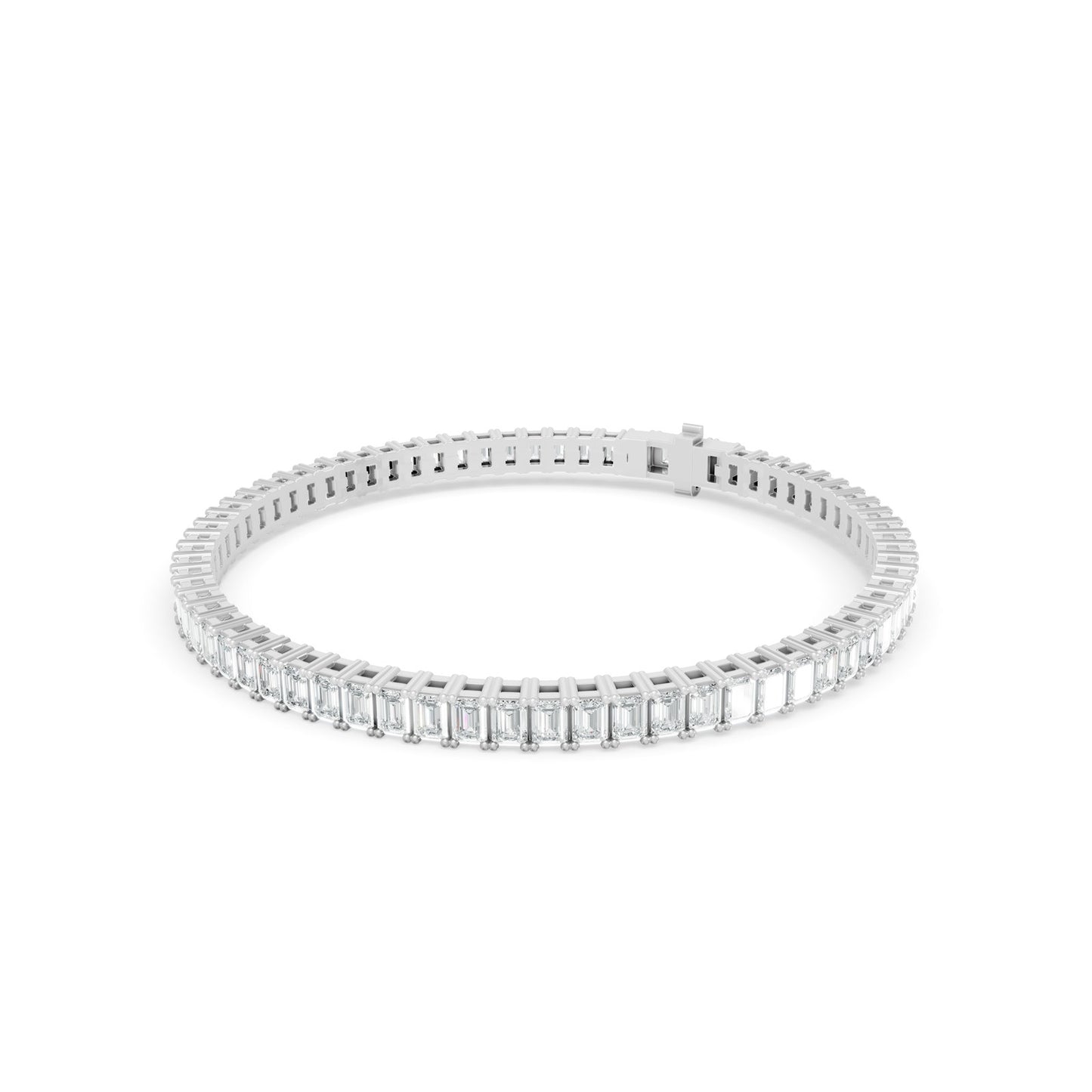 7.13 ctw Diamond Emerald Braclate 14K White Gold Tennis Bracelet