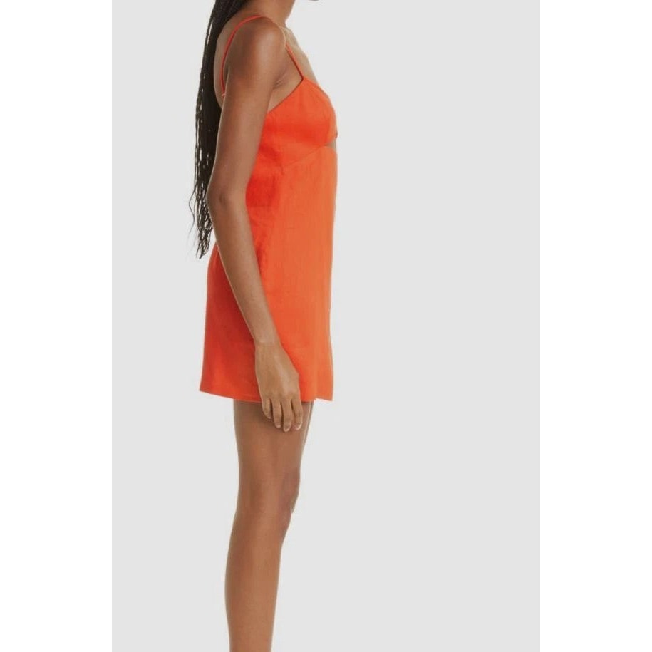 Gauge 81 Linen Blend Chaleg Cut-Out Mini Dress Coral