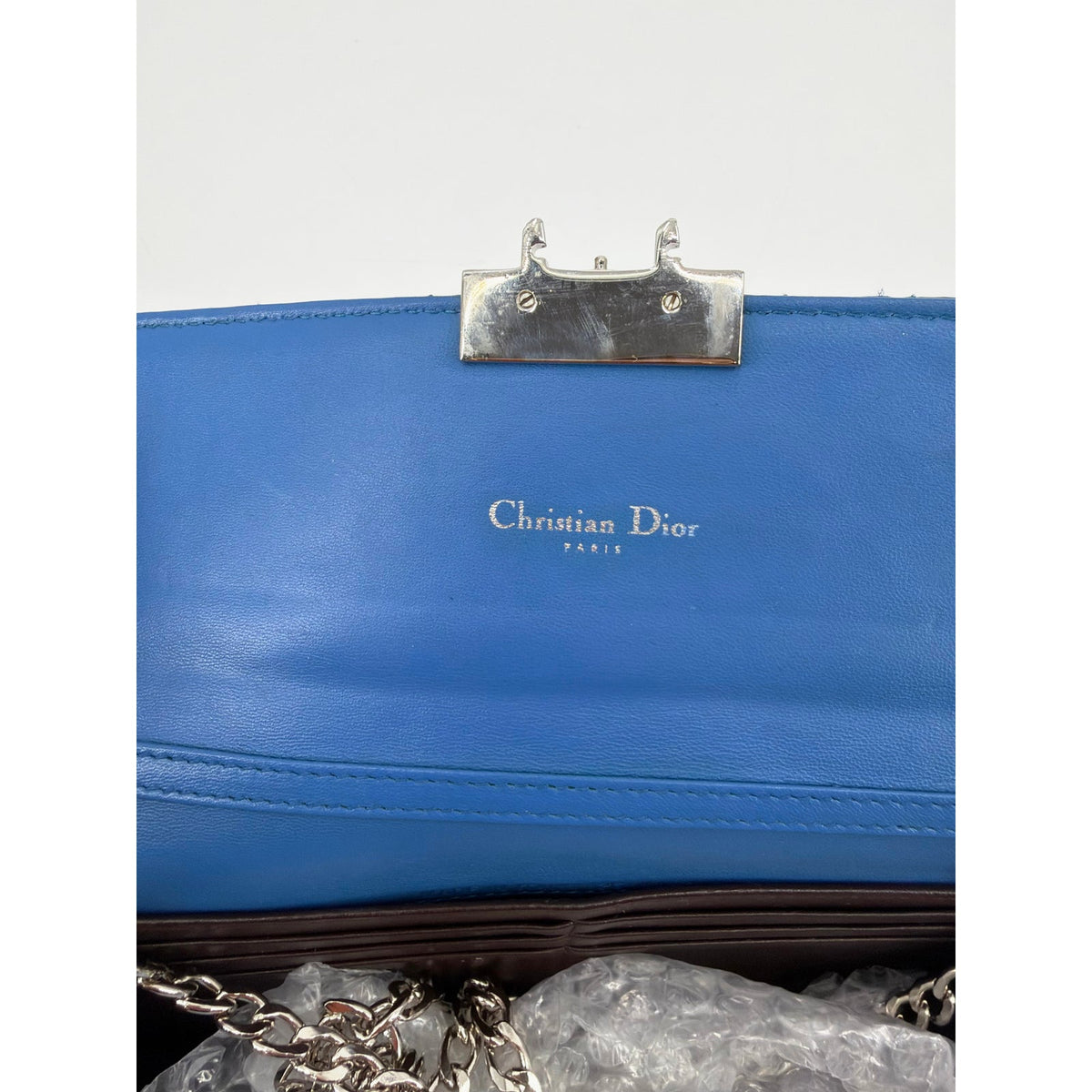 Christian Dior Cannage Quilted Blue Leather Long Flap Wallet