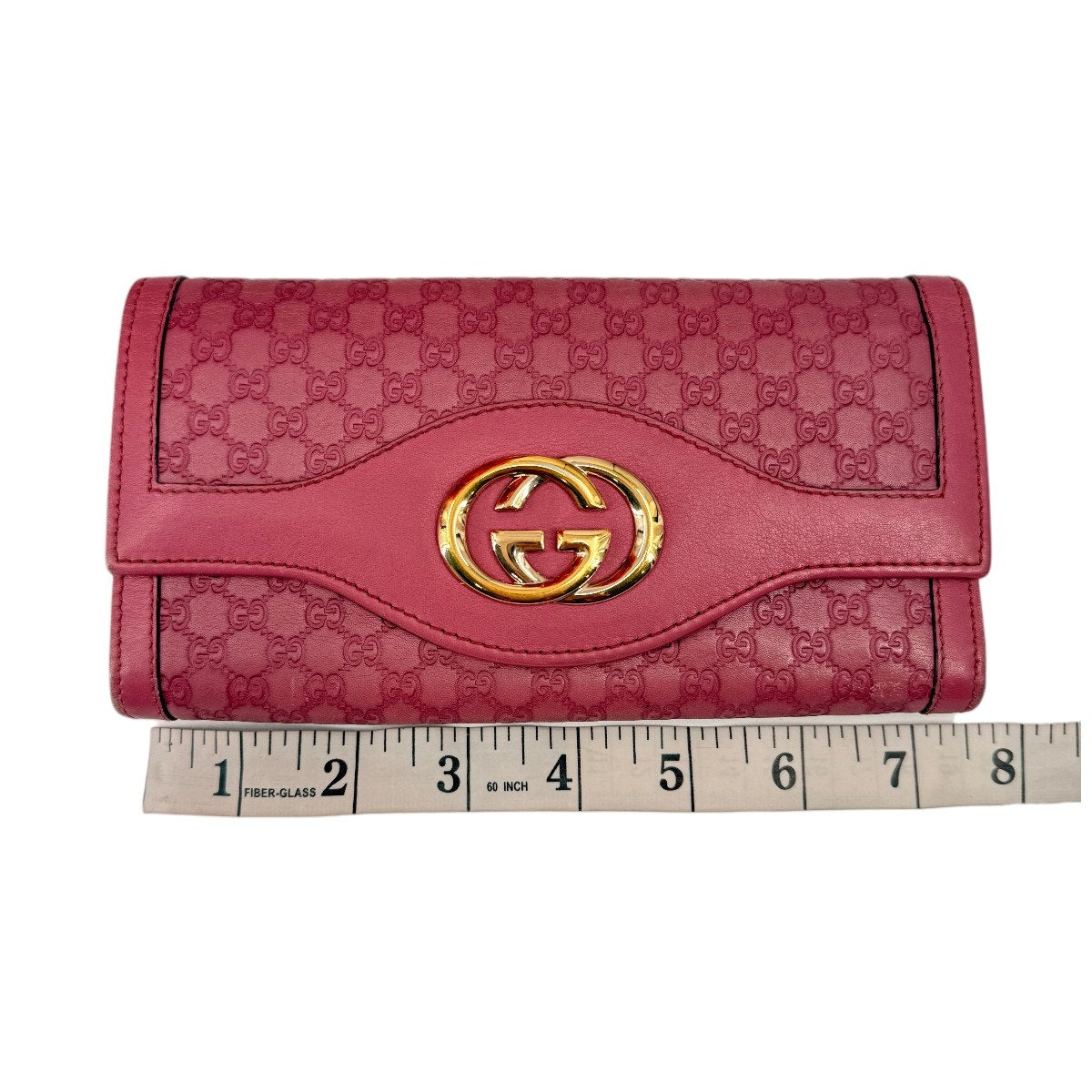 Gucci Microguccissima Embossed Leather Continental Wallet Pink Women's OS