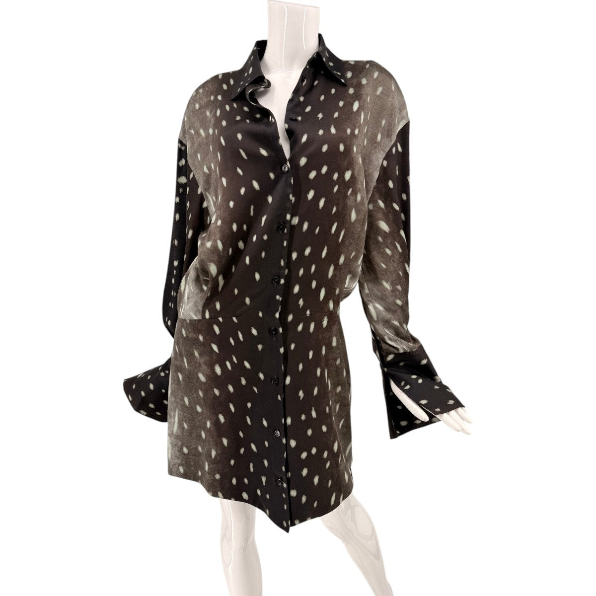 The Attico Silvye Collared Long Sleeve Mini Shirt Dress