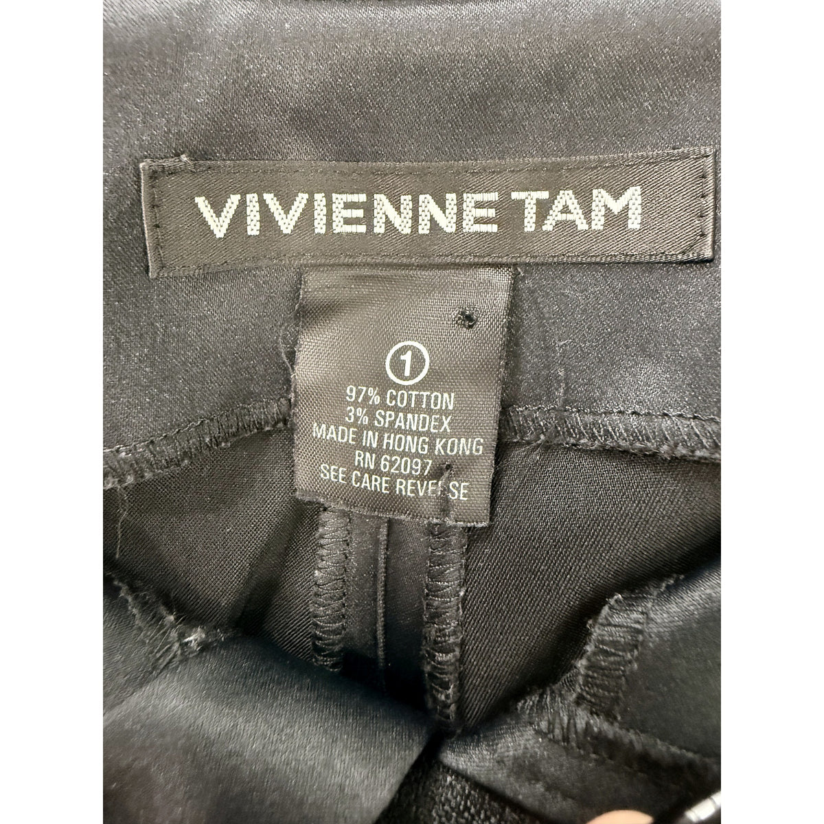 Vivienne Tam Black Mid-Rise Tailored Straight Leg Trousers Pants Women's Size 1