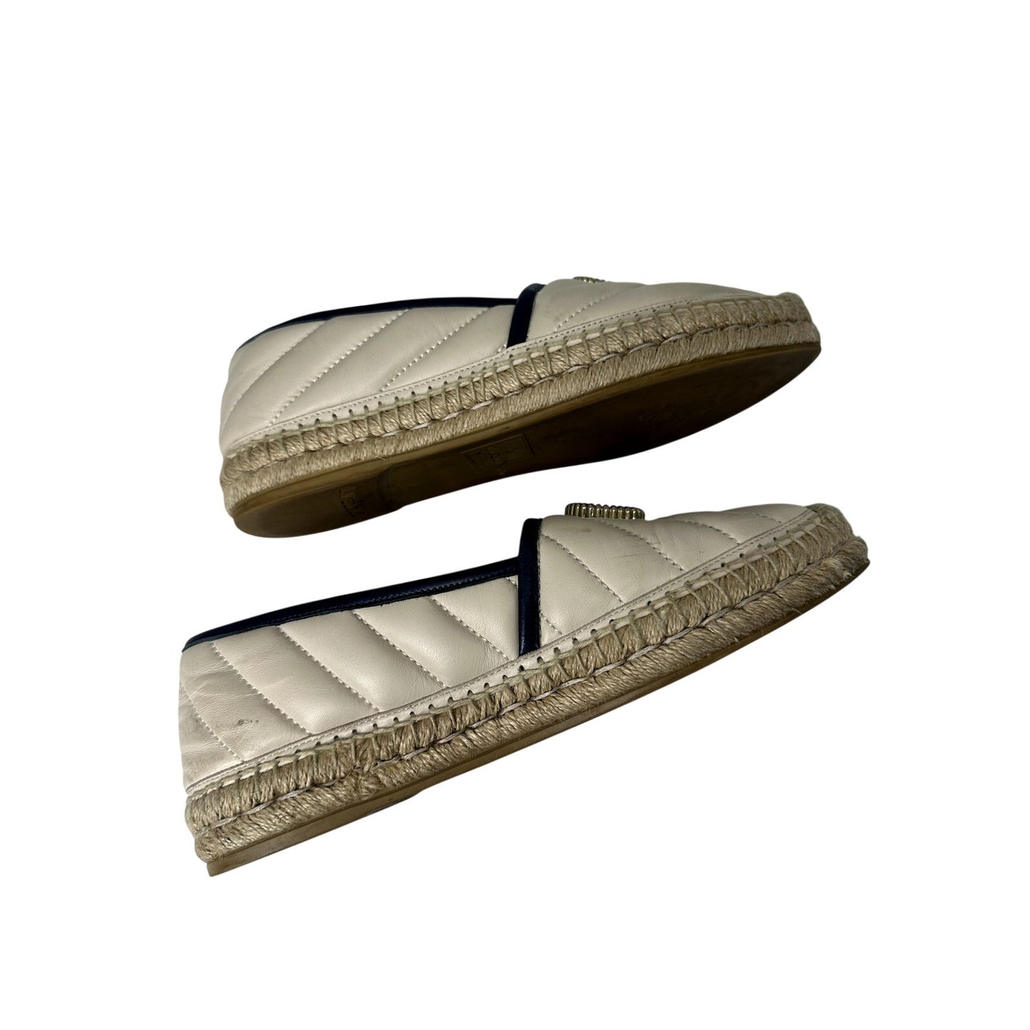 Gucci Leather Quilted GG Logo Espadrille Flats
