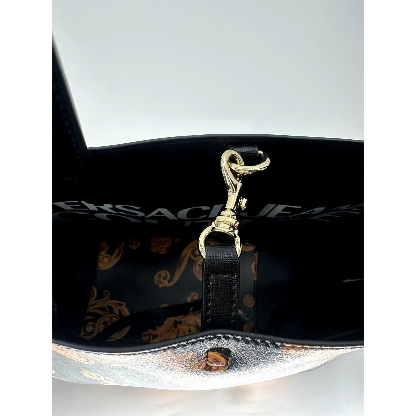 Versace Jeans Couture Faux Leather Graphic Print Reversible Tote Bag