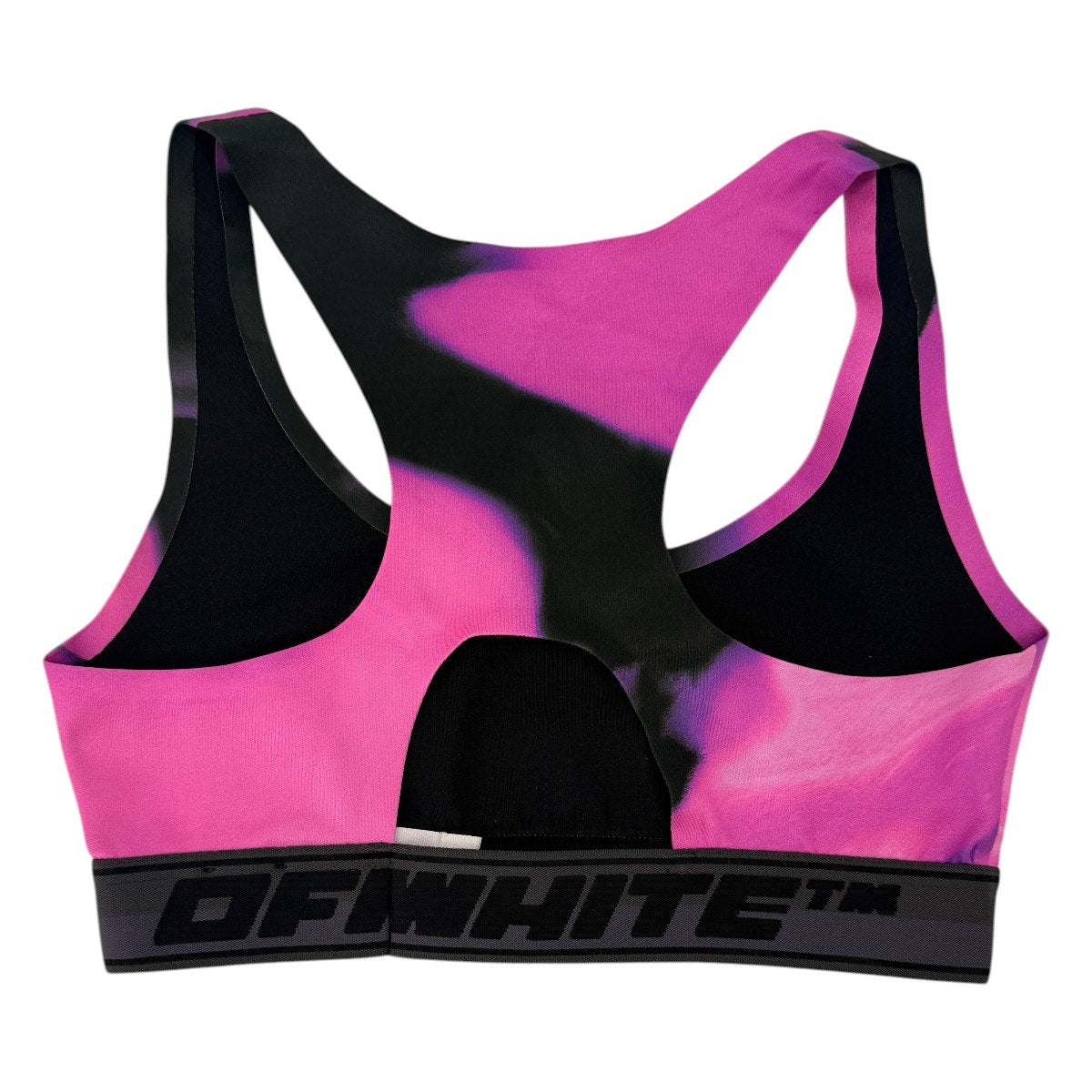 Off-White Liquid Melt Logo Print Racerback Sports Bra Black Pink Women's Size XS