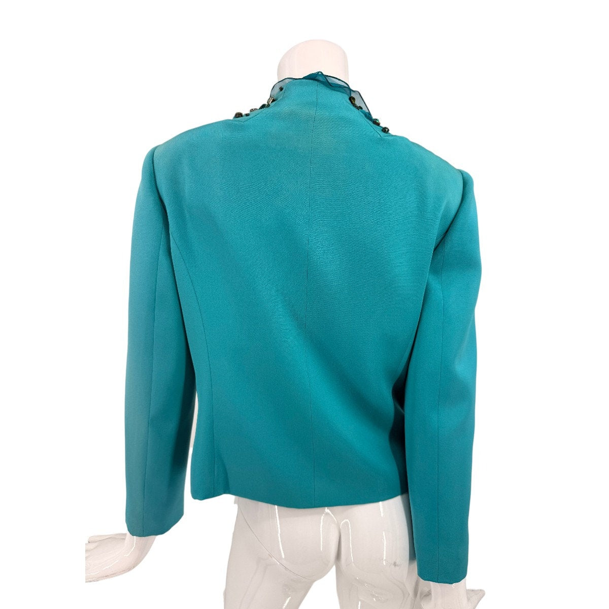 Valentino Silk Embellished Ruffle Open Front Blazer Jacket