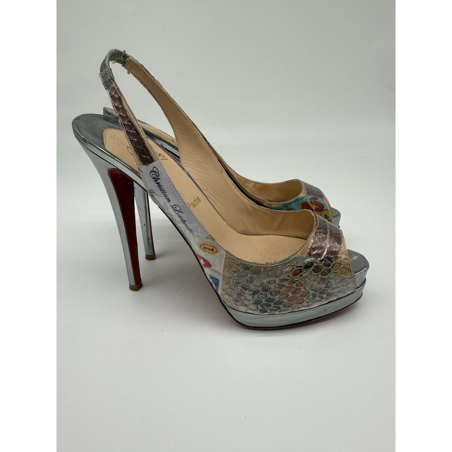 Christian Louboutin PVC Print Slingback Pumps Women's