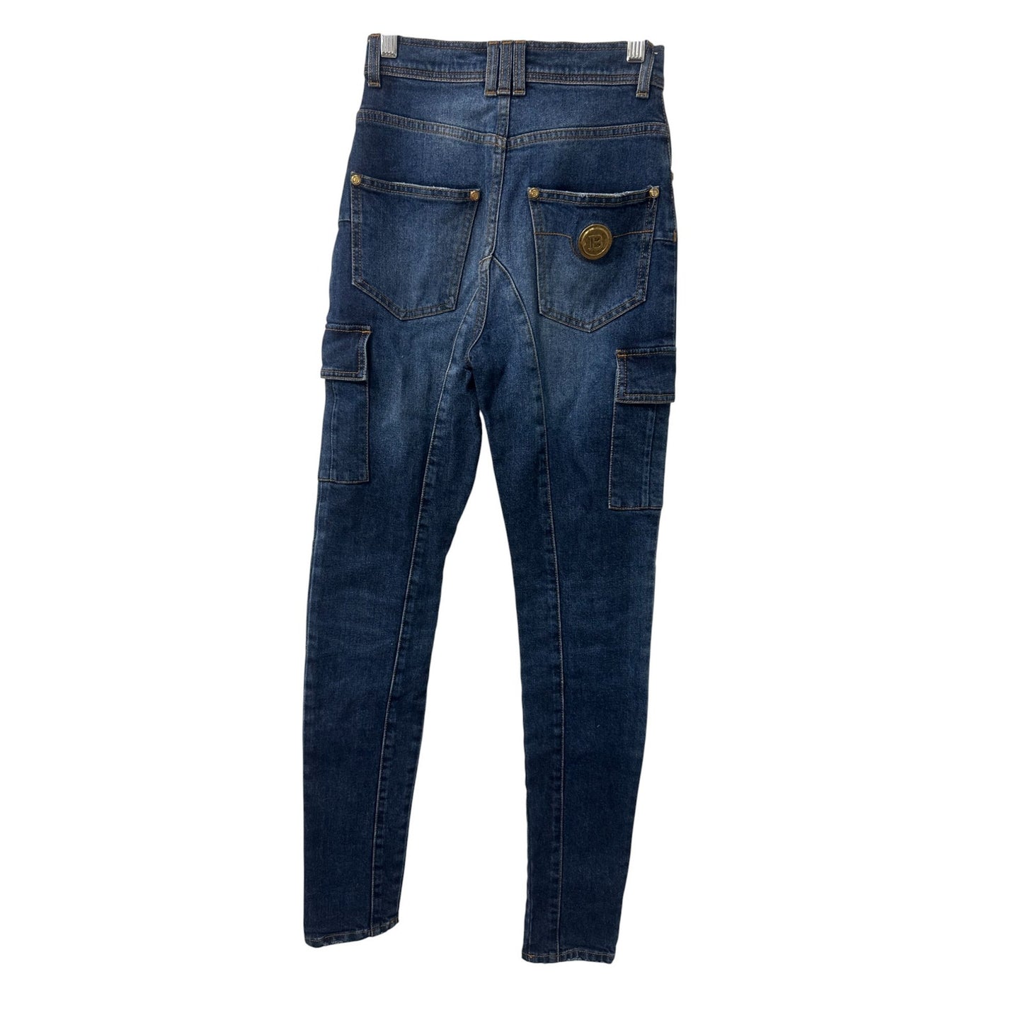 Balmain Faded High-Rise Denim Skinny Jeans Blue Mid Denim Women's Size 34