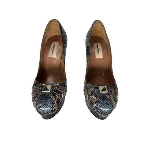 Valentino Garavani Leather Python Print Rockstud Platform Pumps