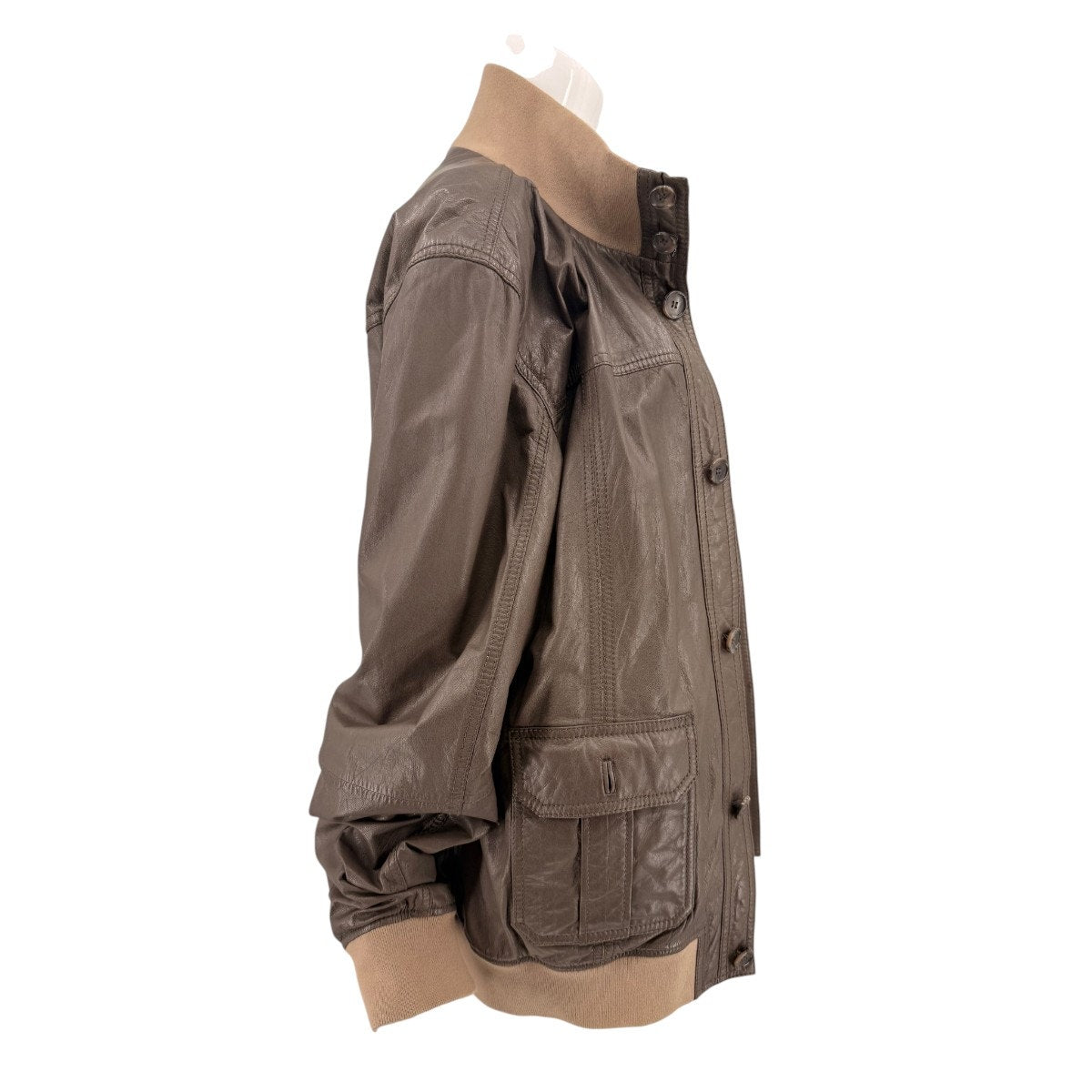 D&G Dolce & Gabbana Goatskin Leather Bomber Field Jacket Brown Men's Size 58
