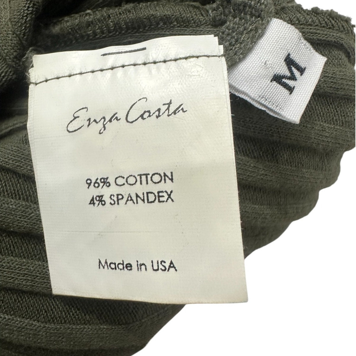 Enza Costa Cotton Knit V-Neck Cap Sleeve Slit Midi Dress