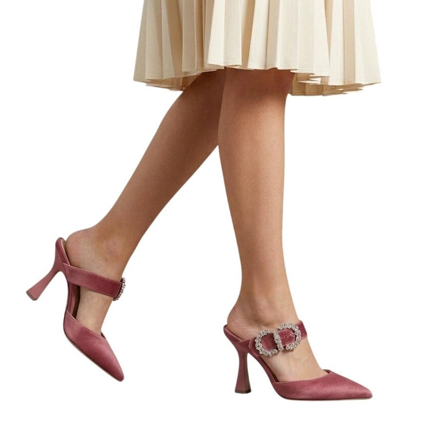 Jimmy Choo Smokey 100 Crystal Buckle Suede Mules