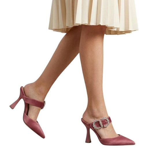 Jimmy Choo Smokey 100 Crystal Buckle Suede Mules