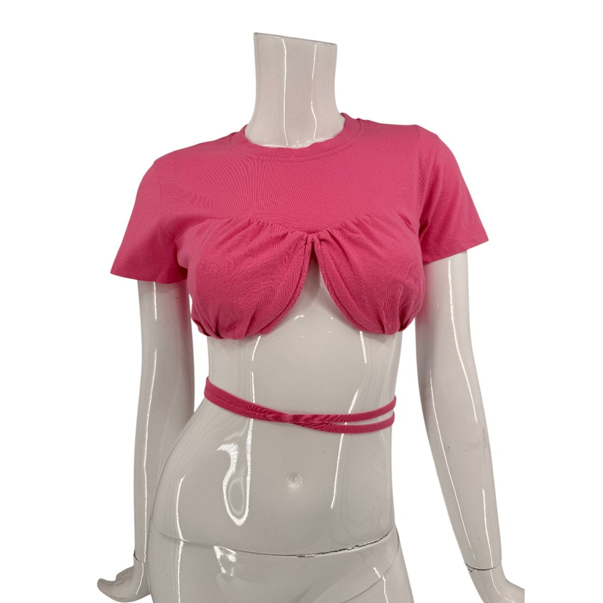 Jacquemus Cotton Ribbed Knit Le T-Shirt Baci Crop T-Shirt
